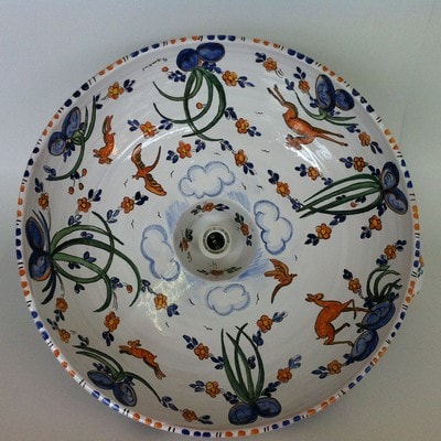 Albisola ceramics Art - Majolioca, Complete chandelier wire and cup.